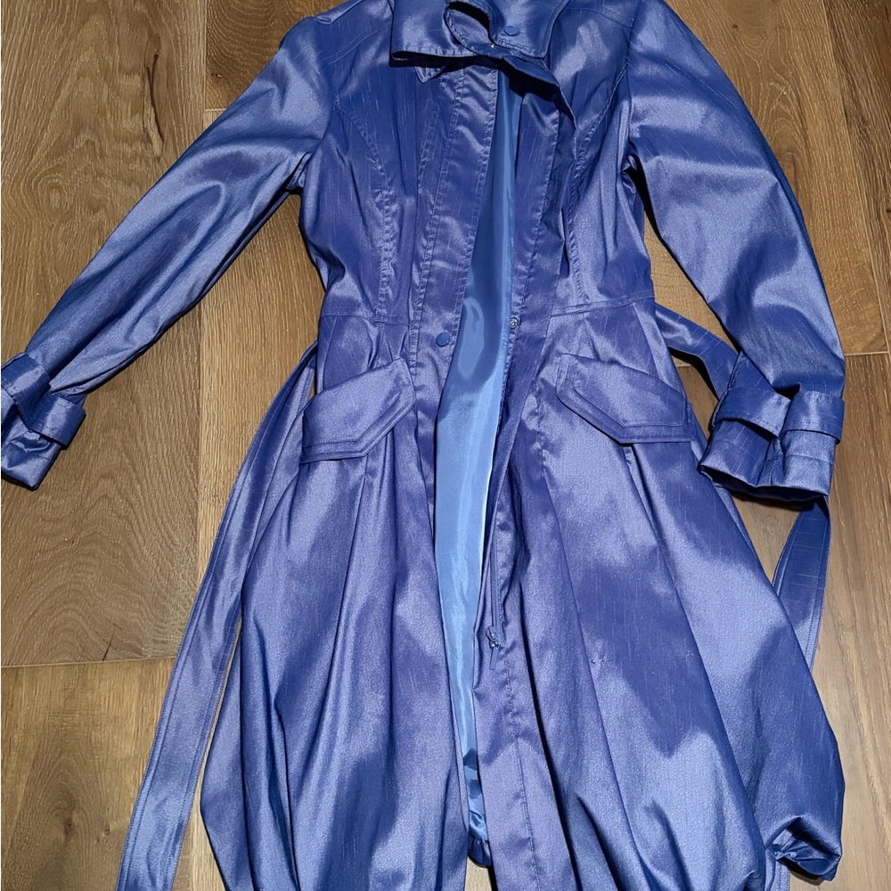 Elegant Vintage Purplish-Blue Women's Coat, Small